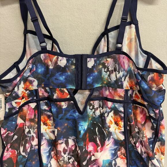 Torrid Simply Mesh Galaxy Navy Floral Print Corset Strappy Bodysuit Size 3X NWT - Picture 8 of 9